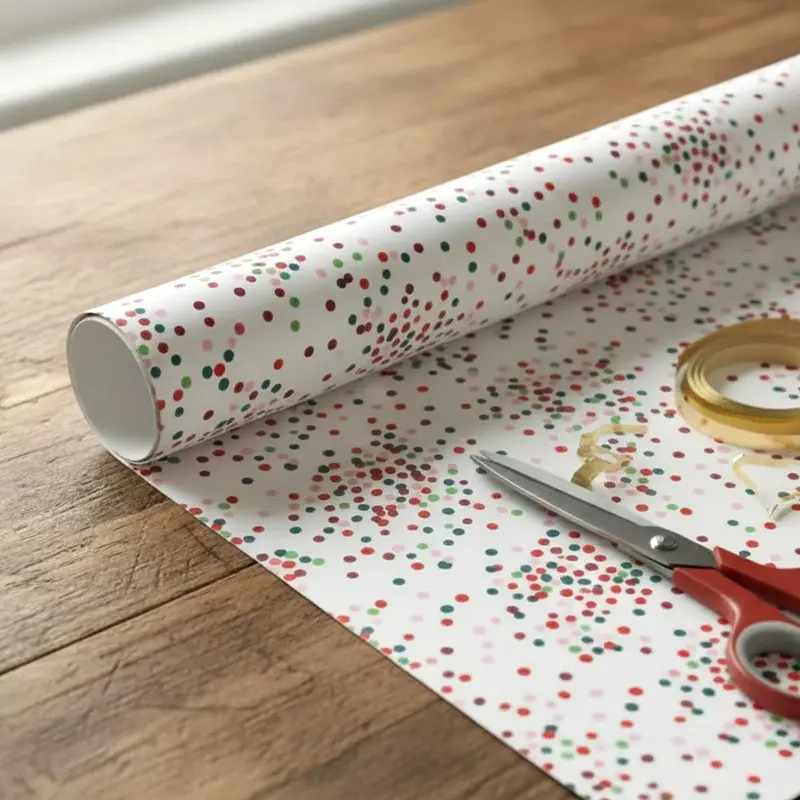 Papel Para Envolver Regalos Navideño, Diseño Puntos 2