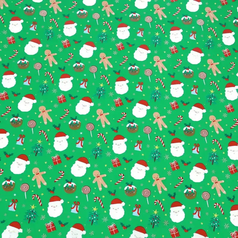 Papel Para Envolver Regalos Navideño, Galletas De Jengibre, Color Verde 1
