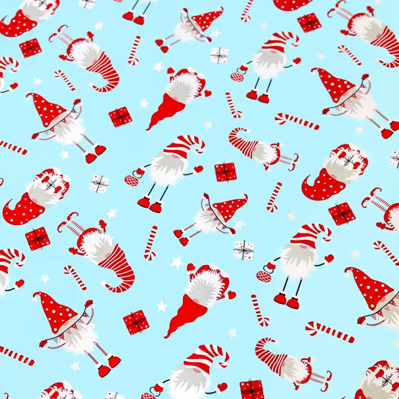 Papel Para Envolver Regalos Navideño, Gnomo, Color Azul 1