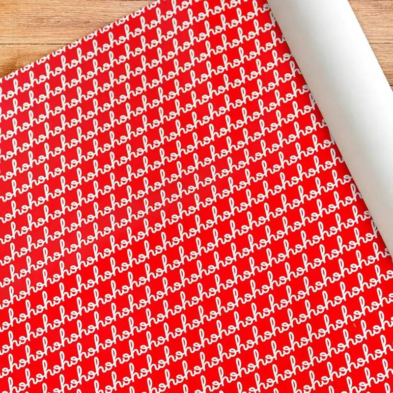 Papel Para Envolver Regalos Navideño, Hohoho, Color Rojo 2