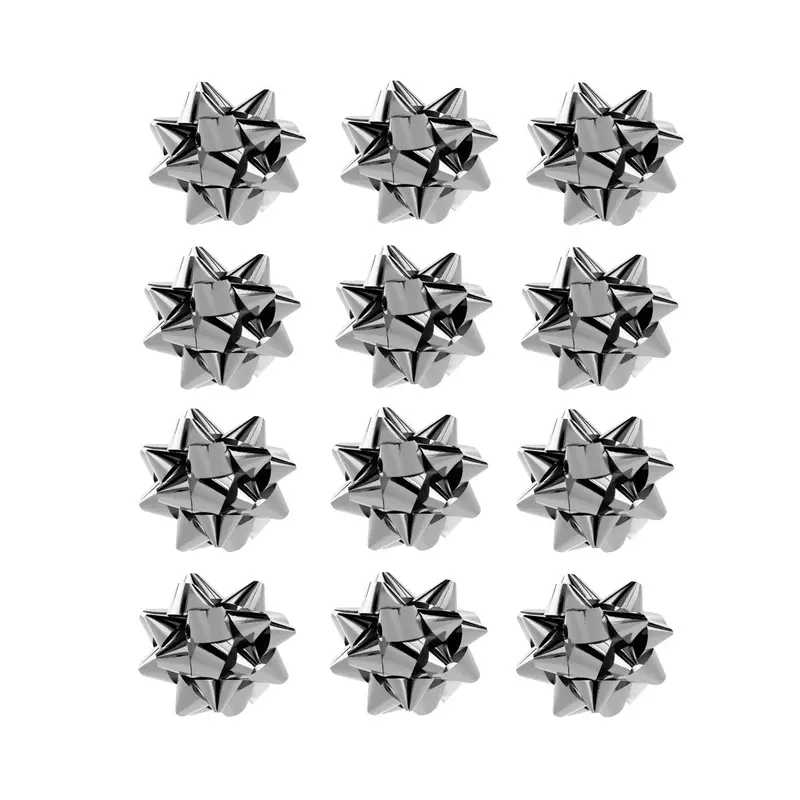 Paquete De Moños Color Plata Para Regalo, 12 Piezas 2