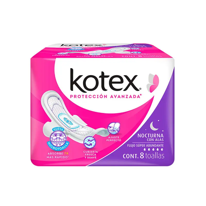 Paquete De Toalla Femenina Nocturna Con Alas Kotex 1