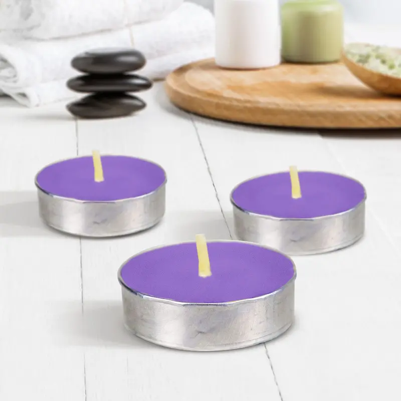 Paquete De Velas Morado Tea Light 3Pza. 1