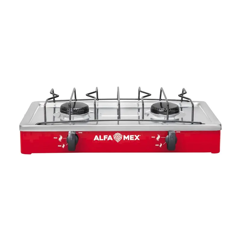 Parrilla De Gas Alfamex 2 Quemadores Roja 304 1