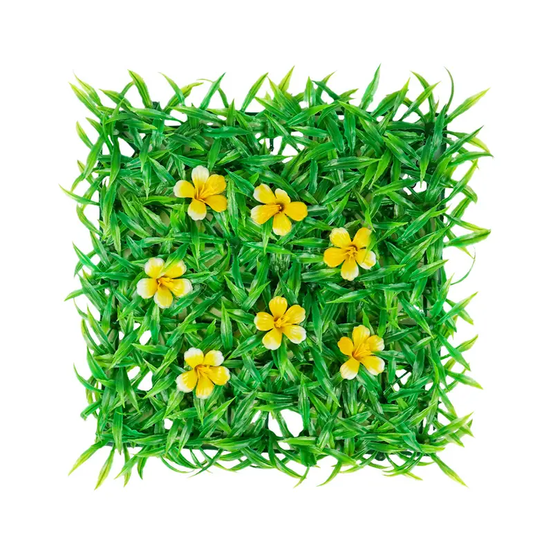 Pasto Artificial Con Flores Color Amarillo Para Decoración, 25X25cm 2