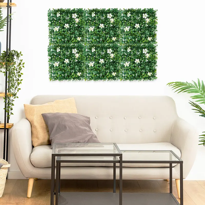 Pasto Artificial Con Flores Color Blanco Para Decoración 1