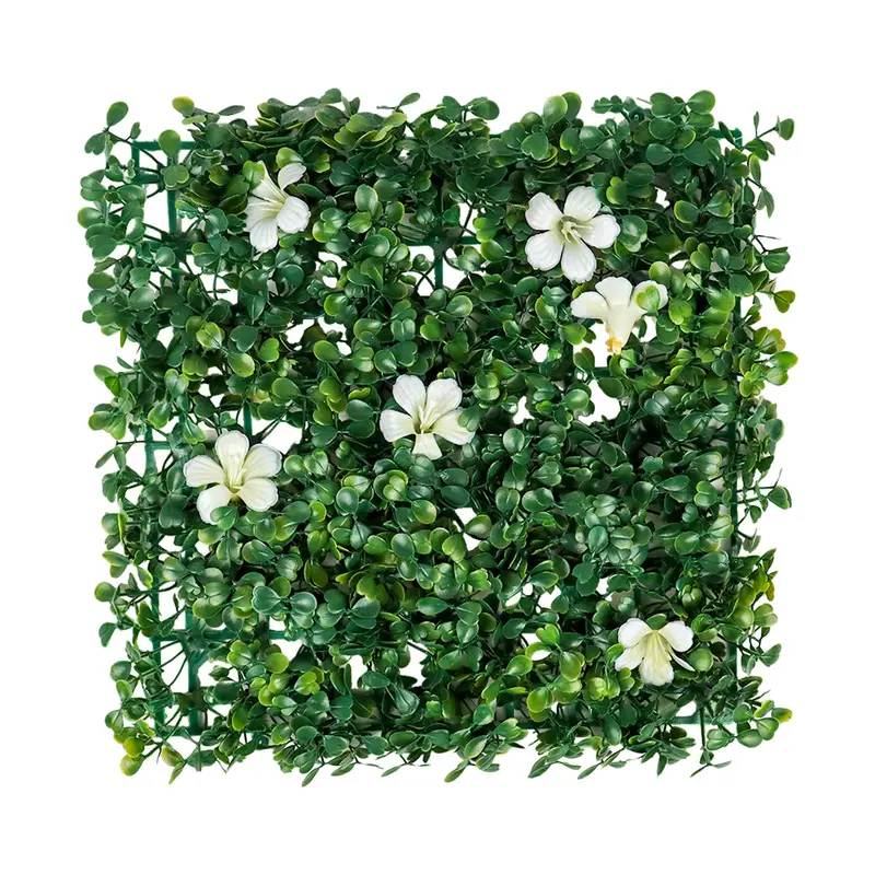 Pasto Artificial Con Flores Color Blanco Para Decoración 2