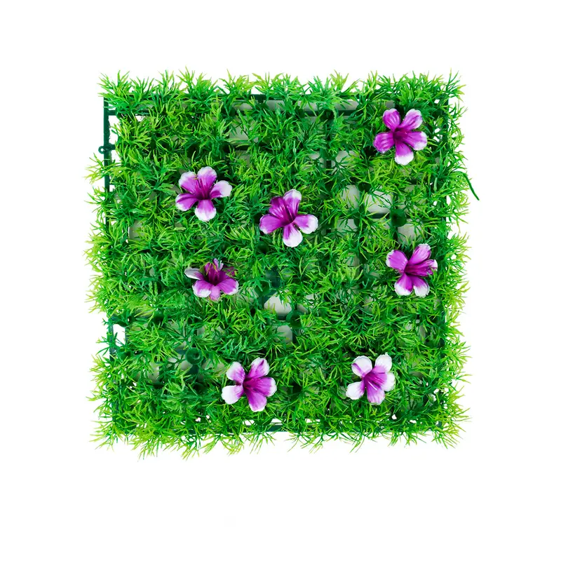 Pasto Artificial Con Flores Color Lila Para Decoración 2