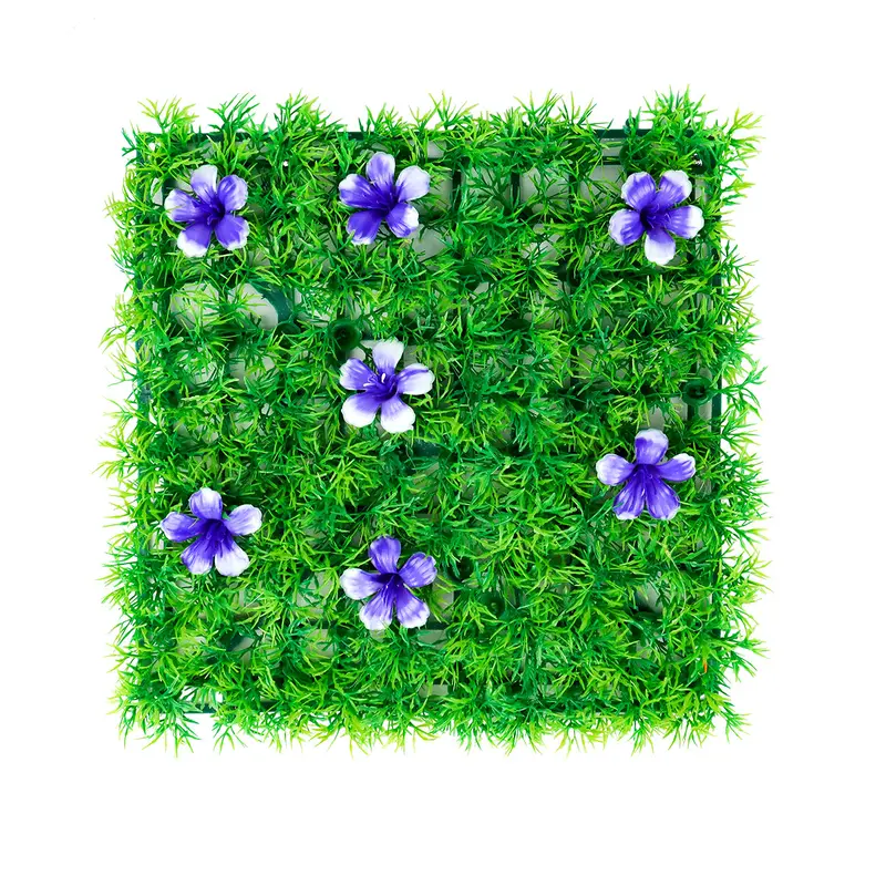 Pasto Artificial Con Flores Color Morado Para Decoración 2