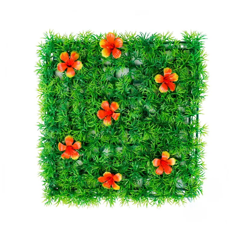 Pasto Artificial Con Flores Color Naranja Para Decoración 2