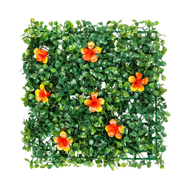 Pasto Artificial Con Flores Color Naranja Para Decoración, 25X25cm 2
