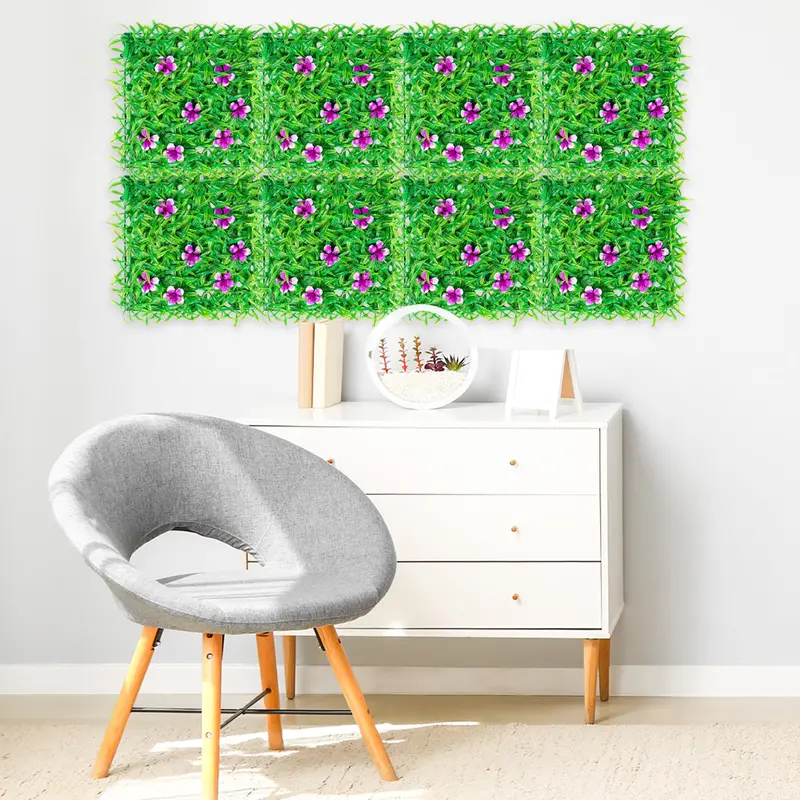 Pasto Artificial Con Flores Para Decoración, Color Lila 1