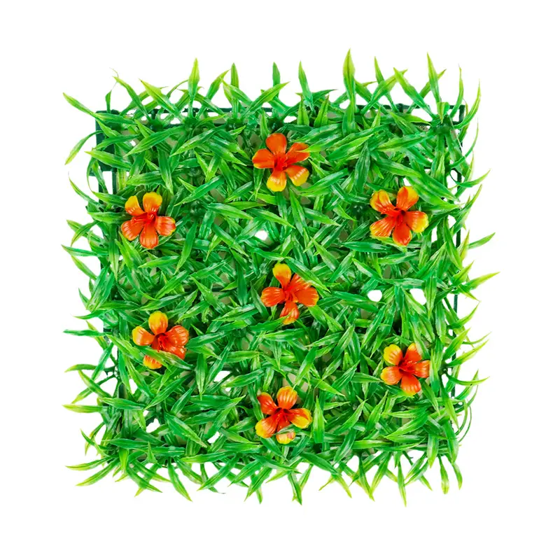 Pasto Artificial Con Flores Para Decoración, Color Naranja 2