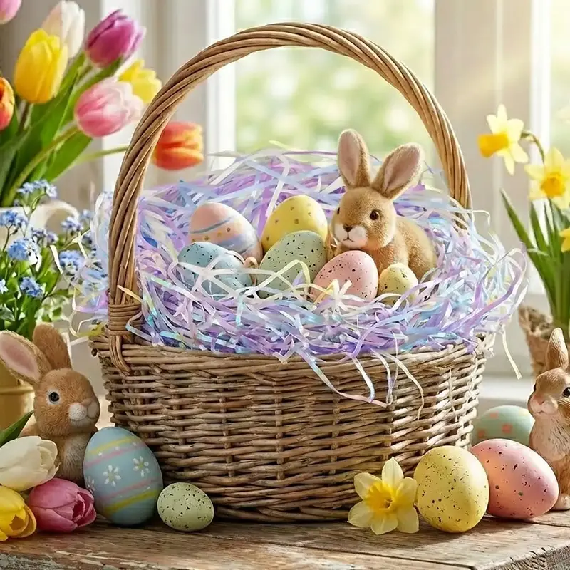 Pasto De Plástico Decorativo Para Pascua, Colores Morado 1