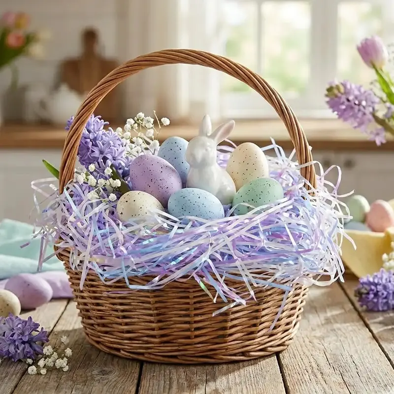 Pasto De Plástico Decorativo Para Pascua, Colores Morado 2