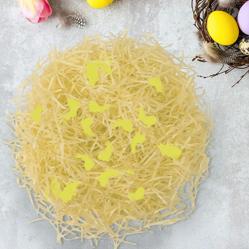 Pasto Decorativo De Plástico Con Confetti "Happy Easter", Color Amarillo, 43Gr 2