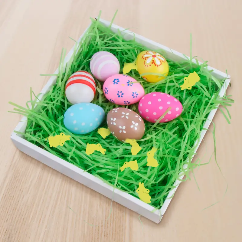 Pasto Decorativo De Plástico Con Confetti "Happy Easter", Color Verde, 43Gr 1