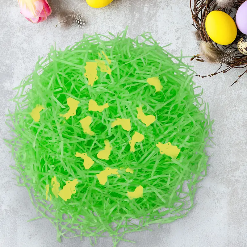 Pasto Decorativo De Plástico Con Confetti "Happy Easter", Color Verde, 43Gr 2