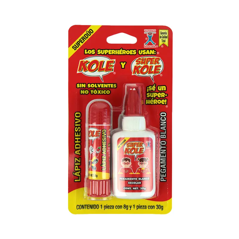 Pegamento Kole Liquido Y Lapiz Adhesivo Super Duo 8 Y 30 Gr 1