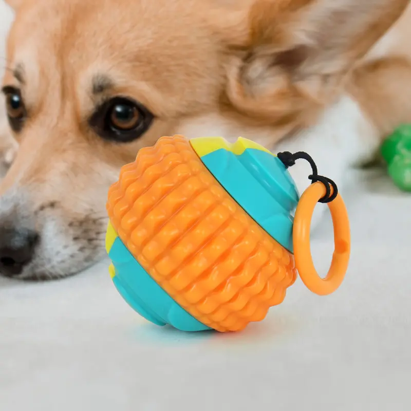 Pelota Con Cuerda Color Naranja Para Mascota 1