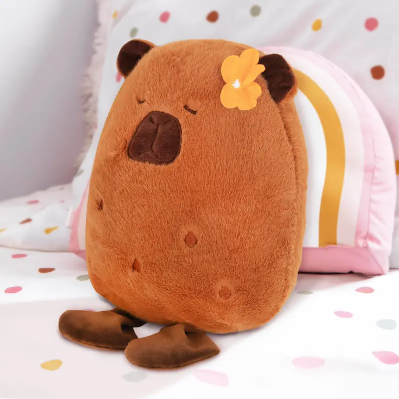 Peluche De Capibara Con Flor, Color Naranja 1