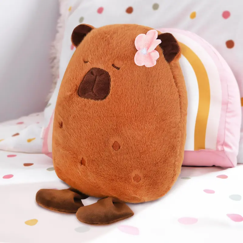 Peluche De Capibara Con Flor, Color Rosa 1