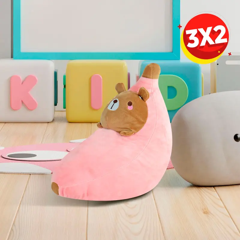 Peluche En Forma De Plátano Con Osito, Color Rosa 1