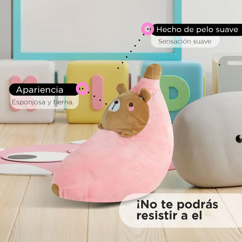 Peluche En Forma De Plátano Con Osito, Rosa 1