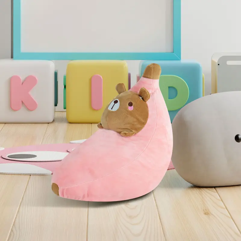 Peluche En Forma De Plátano Con Osito, Rosa 2