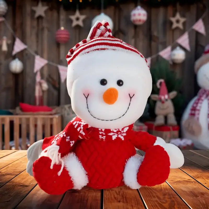 Peluche Navideño, Snowman, Color Rojo 1
