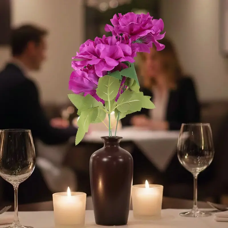 Peonia, 3 Flores Artificiales, Color Morado 1