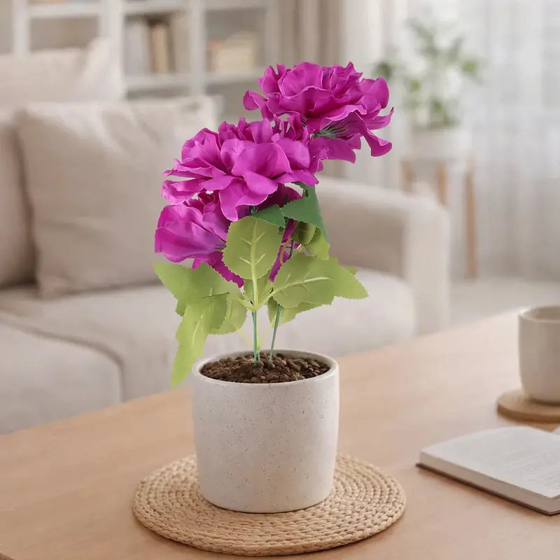Peonia, 3 Flores Artificiales, Color Morado 2