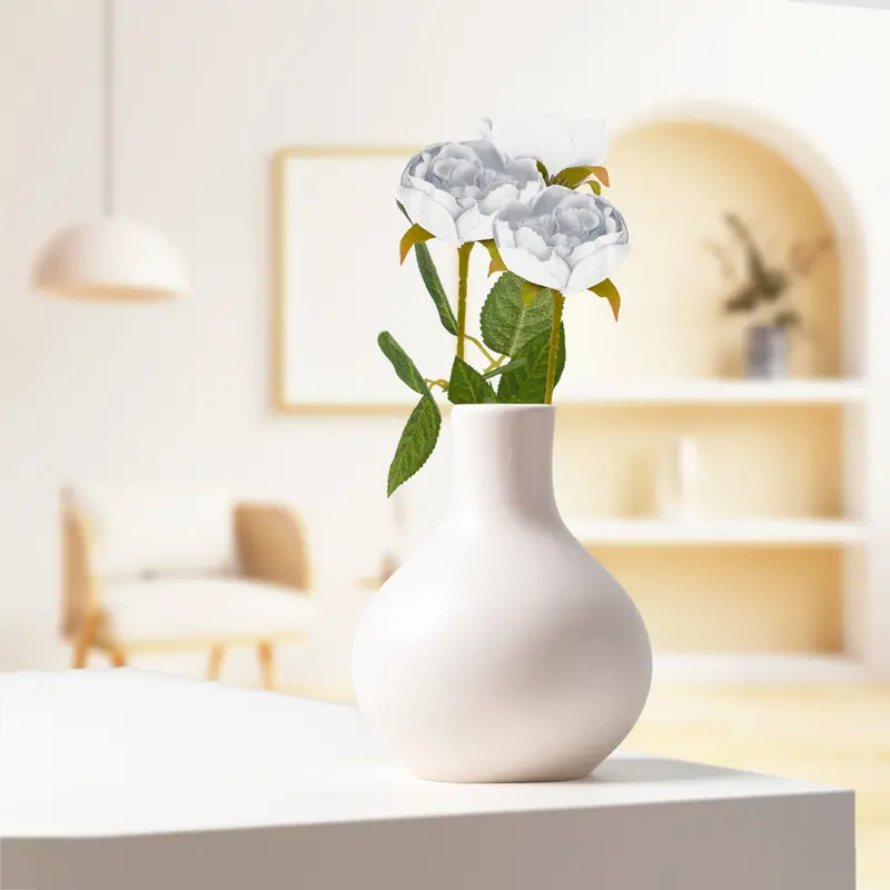 Peonia Decorativa Artificial Color Blanco 1