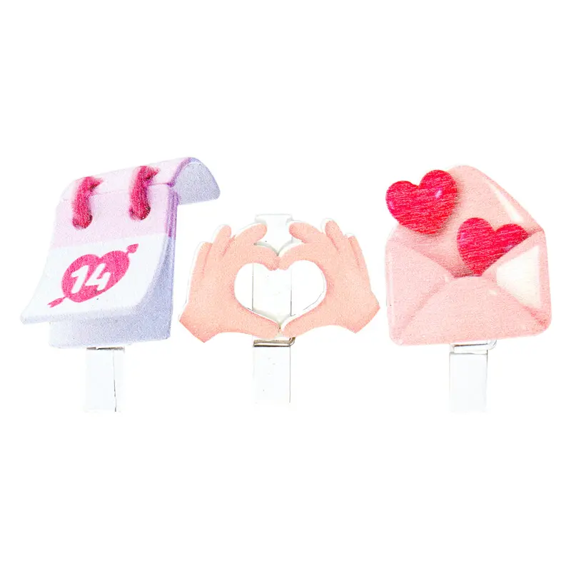 Pequeños Clips Decorativos De San Valentín, Love 3 Piezas. 2