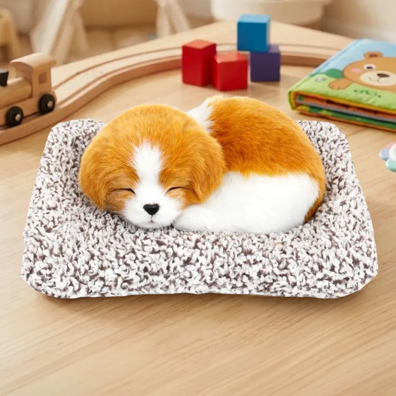 Perrito Dormido Con Sonido, Color Café Y Blanco 2