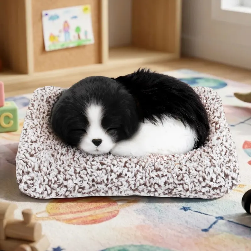 Perrito Dormido Con Sonido, Color Negro Y Blanco 1