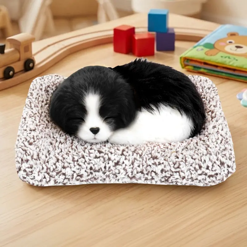 Perrito Dormido Con Sonido, Color Negro Y Blanco 2