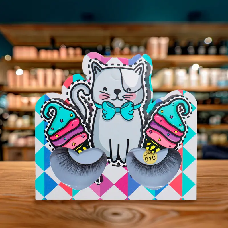 Pestañas Postizas, Empaque Gatito Con Helados 2