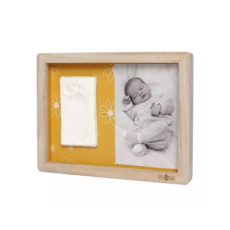 Petit Artichaut Classic Frame With Hand & Foot Imprints - Daisy Ochre 1
