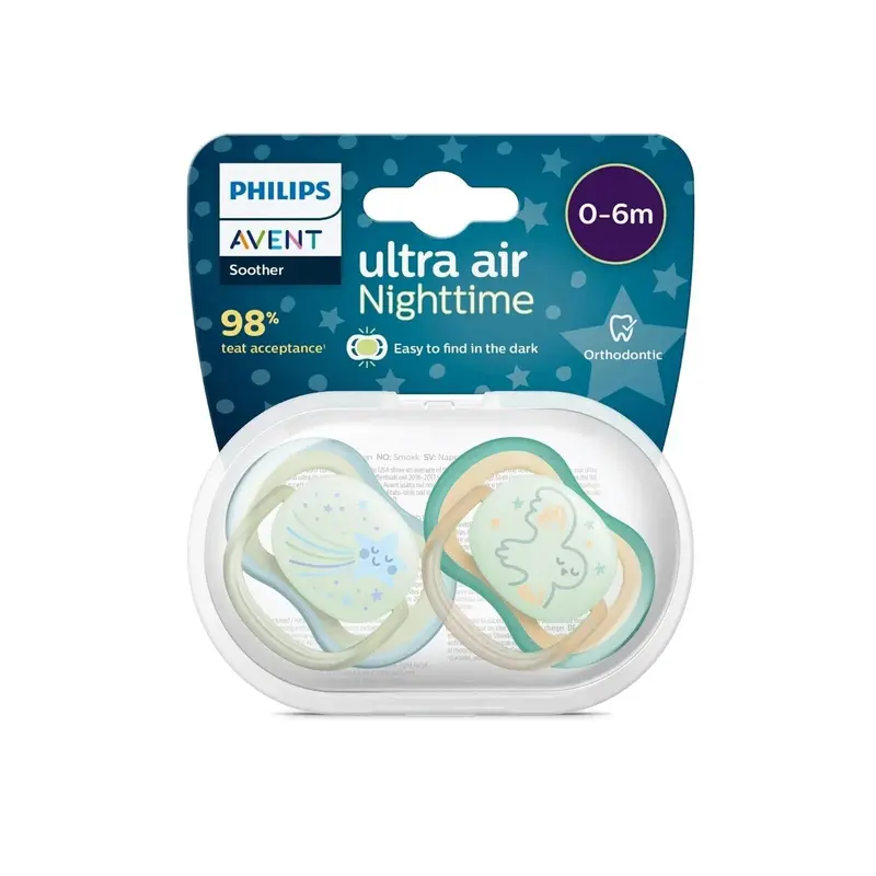 Philips Avent Ultra Air Night Soother 0-6 Months Pack Of 2 2