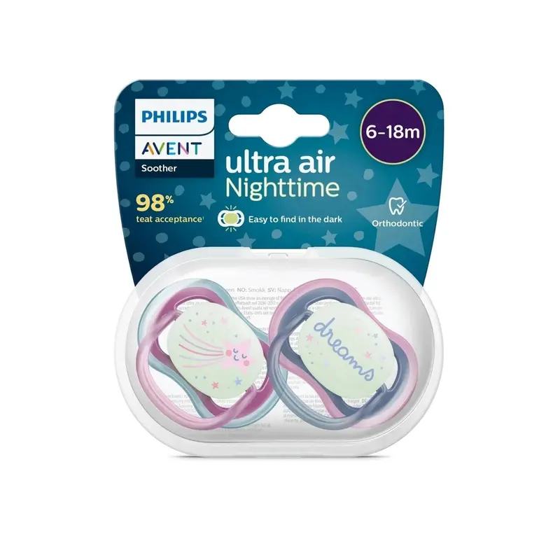 Philips Avent Ultra Air Night Soother 6-18 Months Pack Of 2 2