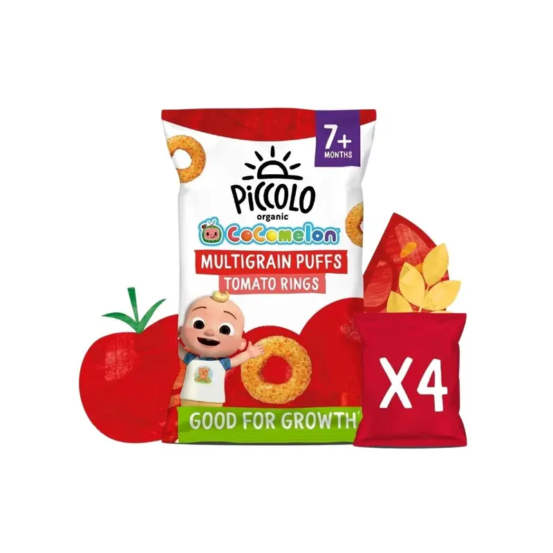 Piccolo Organic Multigrain Puffs Tomato Rings 7+ Months 60G (4X15g) 1