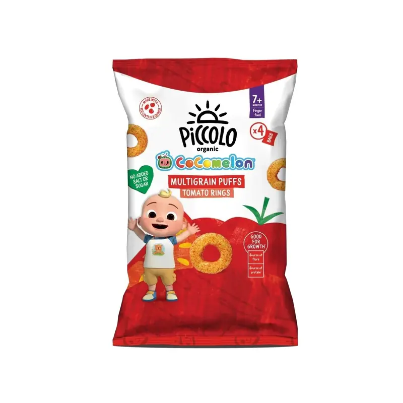Piccolo Organic Multigrain Puffs Tomato Rings 7+ Months 60G (4X15g) 2