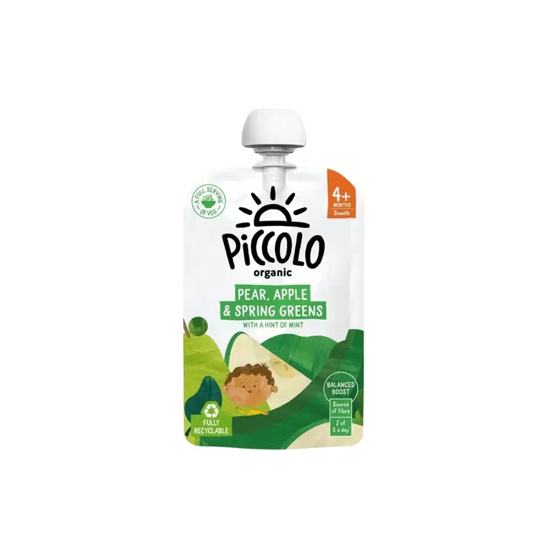 Piccolo Organic Pear Apple & Spring Greens 4+ Months 100G 1