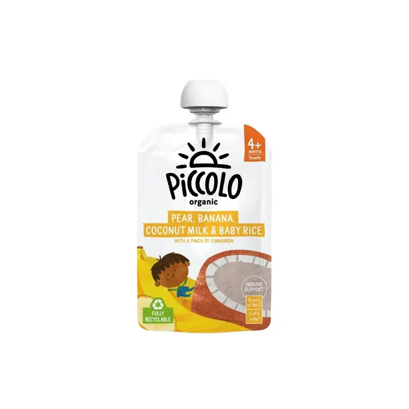 Piccolo Organic Pear Banana Coconut Milk & Baby Rice 4+ Months 100G 1