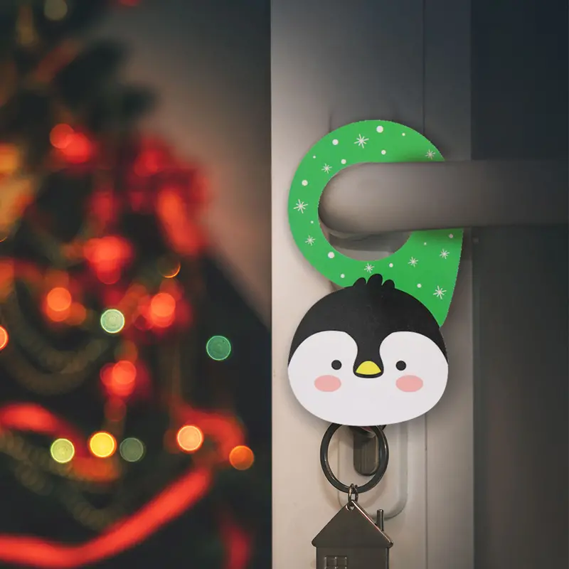Pingüino, Adorno Para Manija De Puerta Navideño 1