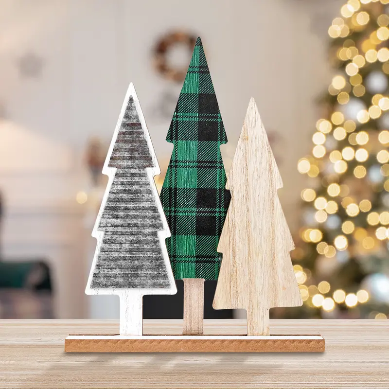 Pinos De Decoración Navideña De Mesa, Mdf 1