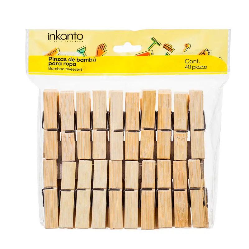 Pinzas Para Ropa Bamboo 40 Piezas 2