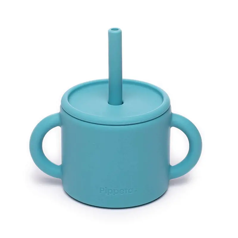 Pippeta Silicone Cup With Straw - Aqua Blue 1