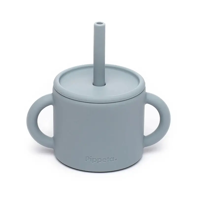 Pippeta Silicone Cup With Straw - Sea Salt 1